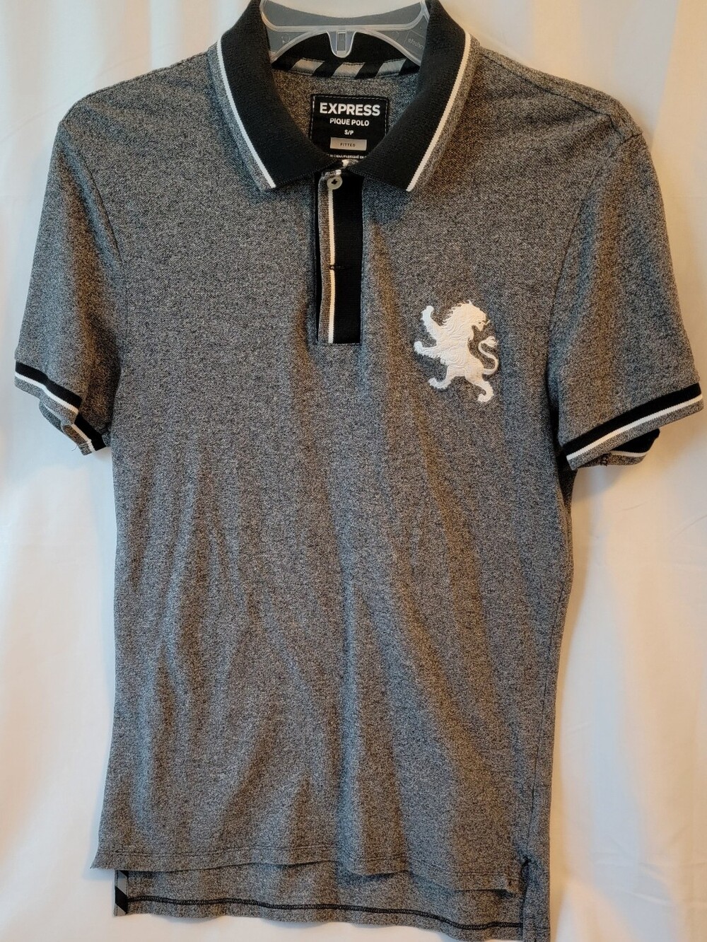 EXPRESS Men's Pique Polo Gray & Black Size Small